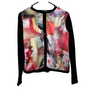 Sioni artsy abstract cardigan black sleeve satin size medium